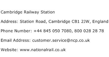 Cambridge Railway Station Address Contact Number