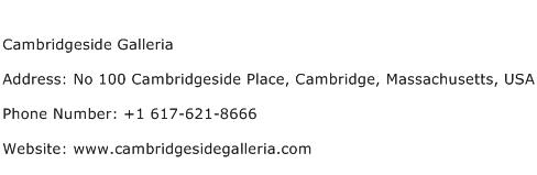 Cambridgeside Galleria Address Contact Number