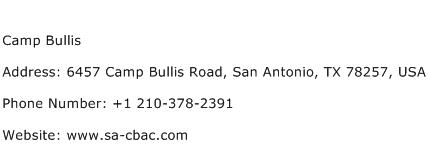 Camp Bullis Address Contact Number