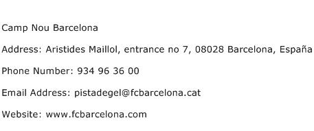 Camp Nou Barcelona Address Contact Number