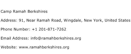 Camp Ramah Berkshires Address Contact Number