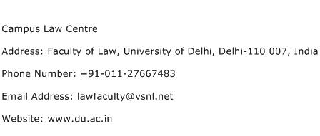 Campus Law Centre Address Contact Number