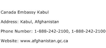 Canada Embassy Kabul Address Contact Number