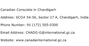 Canadian Consulate in Chandigarh Address Contact Number
