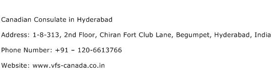 Canadian Consulate in Hyderabad Address Contact Number