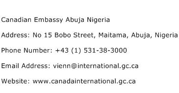 Canadian Embassy Abuja Nigeria Address Contact Number