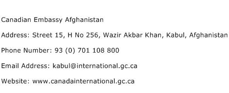 Canadian Embassy Afghanistan Address Contact Number