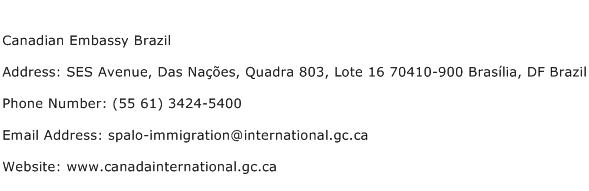Canadian Embassy Brazil Address Contact Number