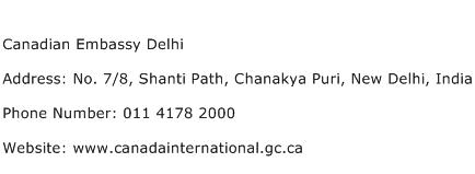 Canadian Embassy Delhi Address Contact Number
