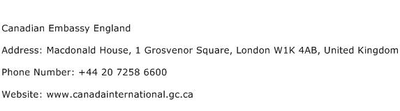 Canadian Embassy England Address Contact Number
