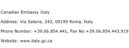 Canadian Embassy Italy Address Contact Number