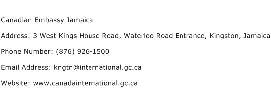 Canadian Embassy Jamaica Address Contact Number