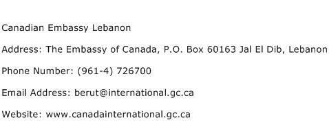 Canadian Embassy Lebanon Address Contact Number