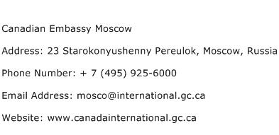 Canadian Embassy Moscow Address Contact Number
