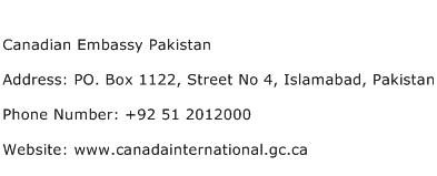 Canadian Embassy Pakistan Address Contact Number