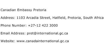 Canadian Embassy Pretoria Address Contact Number