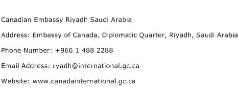 Canadian Embassy Riyadh Saudi Arabia Address Contact Number