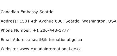 Canadian Embassy Seattle Address Contact Number