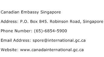 Canadian Embassy Singapore Address Contact Number