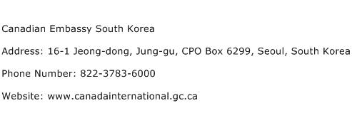Canadian Embassy South Korea Address Contact Number