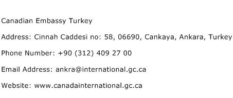 Canadian Embassy Turkey Address Contact Number