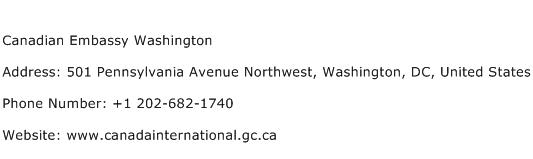 Canadian Embassy Washington Address Contact Number