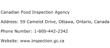Canadian Food Inspection Agency Address Contact Number