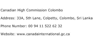 Canadian High Commission Colombo Address Contact Number