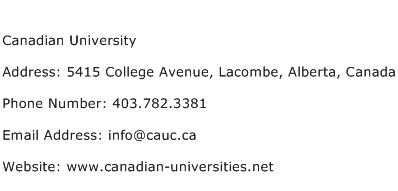 Canadian University Address Contact Number