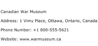 Canadian War Museum Address Contact Number