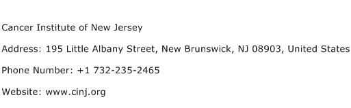 Cancer Institute of New Jersey Address Contact Number