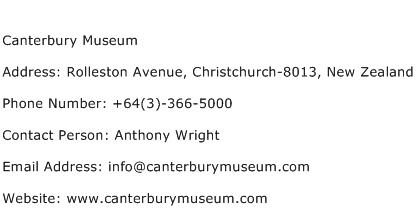 Canterbury Museum Address Contact Number
