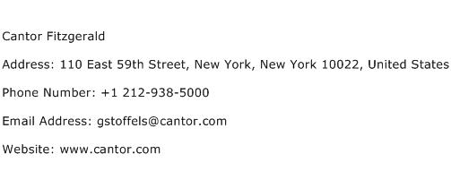 Cantor Fitzgerald Address Contact Number
