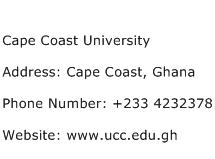 Cape Coast University Address Contact Number