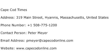 Cape Cod Times Address Contact Number