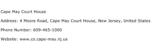 Cape May Court House Address Contact Number