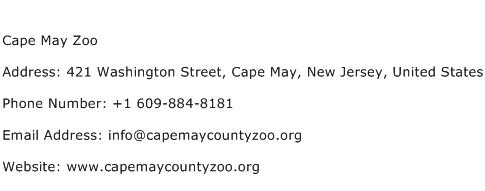 Cape May Zoo Address Contact Number