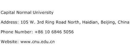 Capital Normal University Address Contact Number