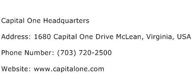 Capital One Headquarters Address Contact Number