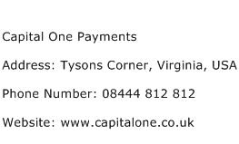 Capital One Payments Address, Contact Number of Capital One Payments