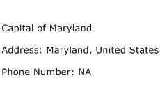 Capital of Maryland Address Contact Number