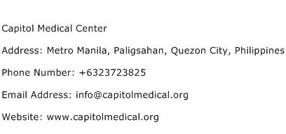 Capitol Medical Center Address Contact Number