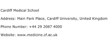 Cardiff Medical School Address Contact Number