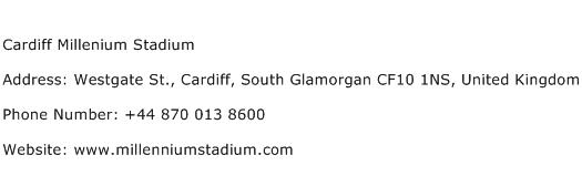 Cardiff Millenium Stadium Address Contact Number