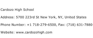 Cardozo High School Address Contact Number
