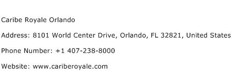 Caribe Royale Orlando Address Contact Number