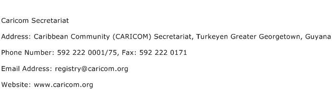 Caricom Secretariat Address Contact Number