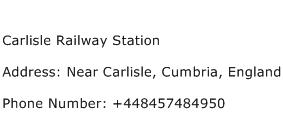 Carlisle Railway Station Address Contact Number