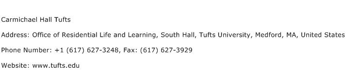 Carmichael Hall Tufts Address Contact Number