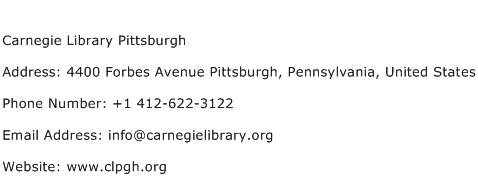 Carnegie Library Pittsburgh Address Contact Number